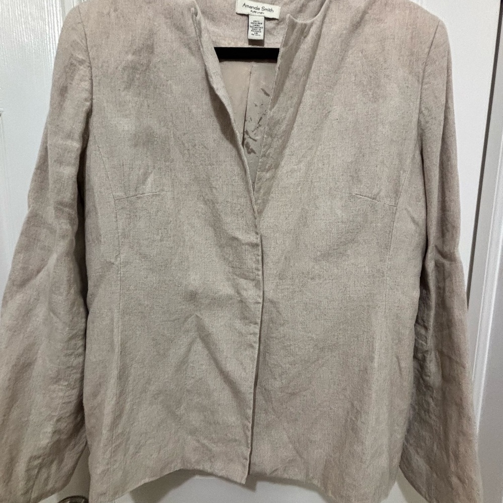 Vintage Amanda Smith 100% Linen Hidden Button Blazer Jacket